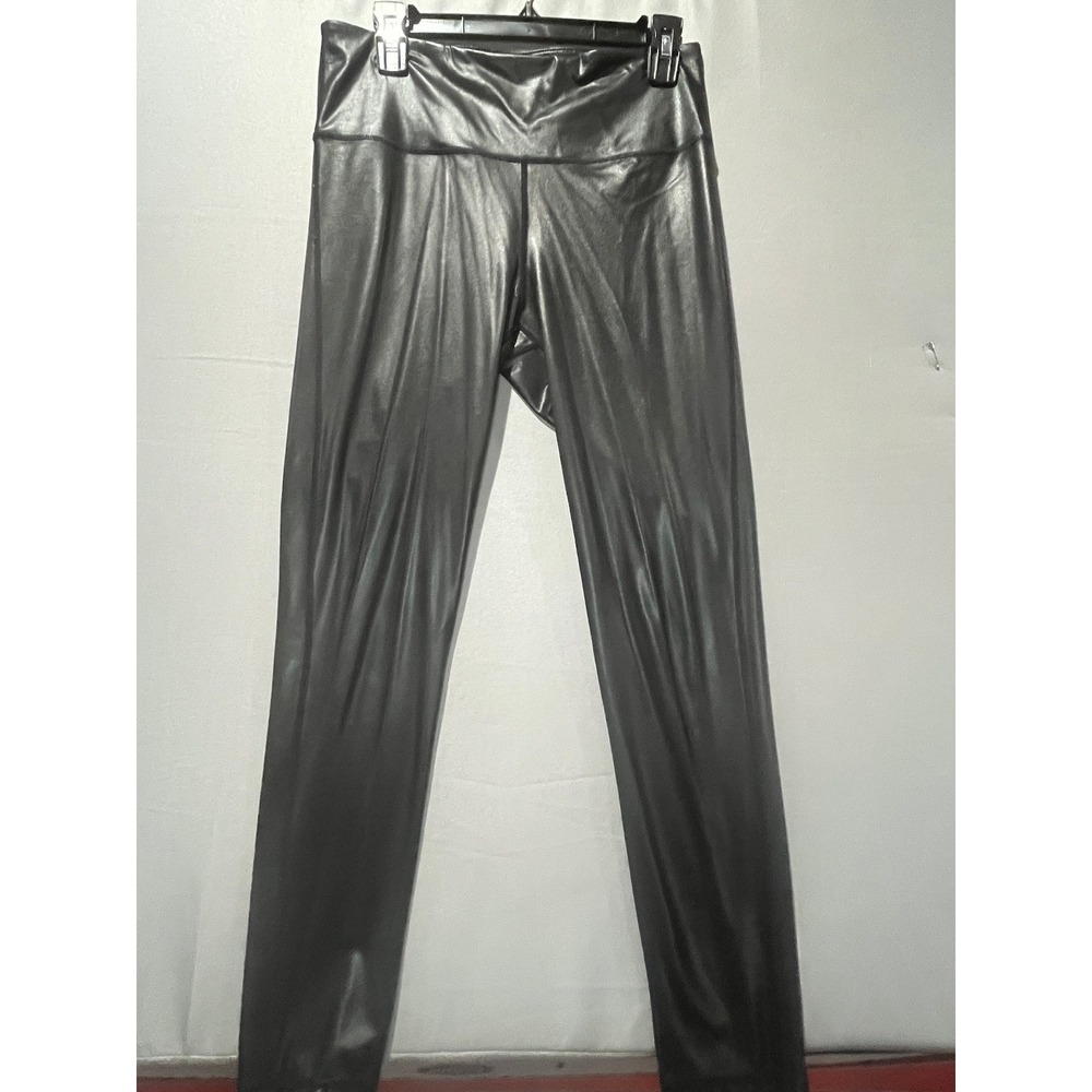 Mono B Black Faux Leather High Waisted Leggings APH2928 Large